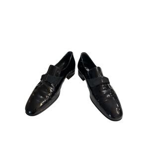 Bruno Magli Formal Opera Dress Men Black Leather Tuxedo Bow Loafer Italy SZ 8